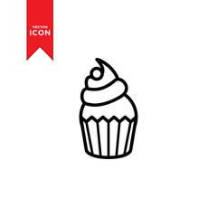 Cupcake icon vector. Cupcake sign symbol for design web. Simple design on white background.