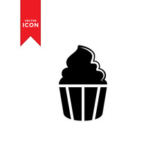 Cupcake icon vector. Cupcake sign symbol for design web. Simple design on white background.