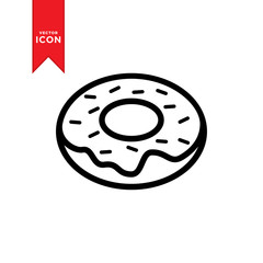 Donut icon vector. Donut sign symbol for web. Simple design on white background.