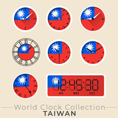 Set of national flag clock : Vector Illustration