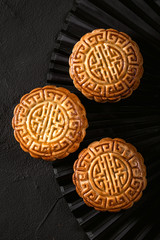 Mid-Autumn Festival moon cake on dark background