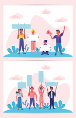 group of activist people protesting in the camp