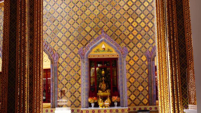 4K Ratchabophit Temple Interior decoration architecture religion old over 151 year public  in bangkok thailand
