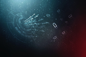 2d illustration Abstract futuristic electronic circuit technology background