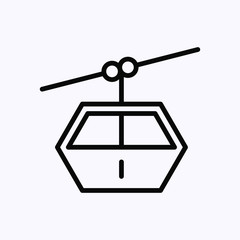Ski cable icon thin line