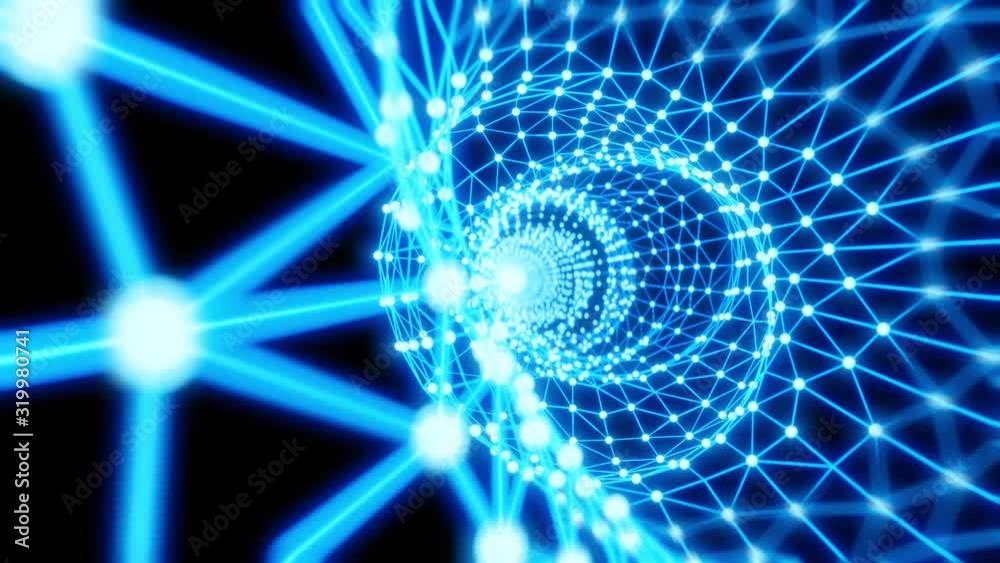 Wall mural data move along tube edge of internet connection