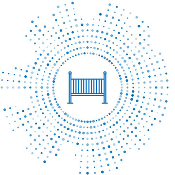recommend clip art: Blue line Baby crib cradle bed icon isolated on white background. Abstract circle random dots. Vector Illustration