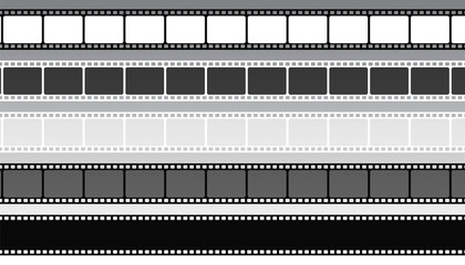 set of movie film strips in different style