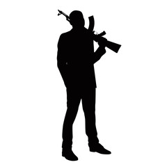 Man In Action Using Firearms Silhouette