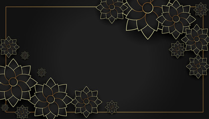 black and gold stylish flower decoration banner