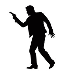 Man In Action Using Firearms Silhouette