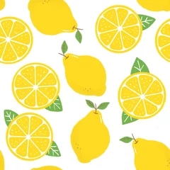 Deurstickers Citroen naadloos patroon met citroenen en sinaasappelen
