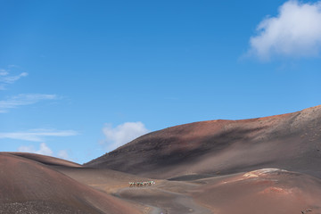 Volcanic landscape of Timanfaya National Park on island Lanzarote