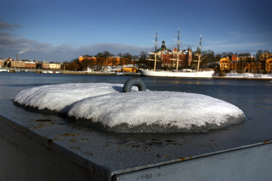 Vinter På Skeppsbron I Stockholm