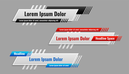 lower third banner template in different styles
