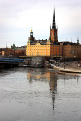 Fototapeta premium Riddarholmen i Stockholm på vintern