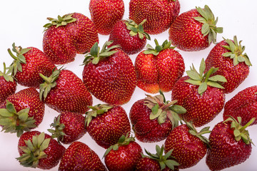 fresh ripe strawberries isolated on white background