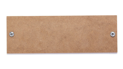 wooden nameplate or wall sign  at white background