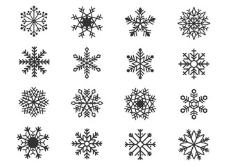 Big set of design holiday snowflakes isolate on blue background. Vector illustration eps 10.
