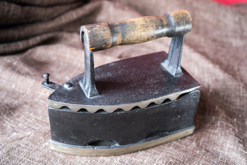 old coal iron. Ancient metal iron