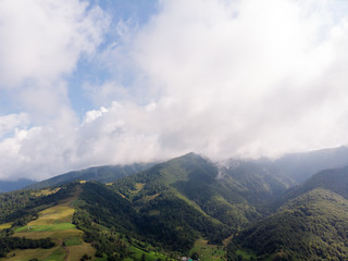 Obraz na płótnie Canvas Aerial photography of a mountainous countryside.