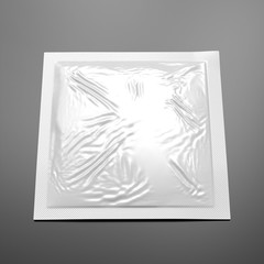 Blank package foil sachet. Design template. 3d render