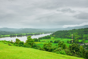 A green Valley in Overcast Monsoon, Western India