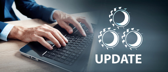 Update text and gear icons.