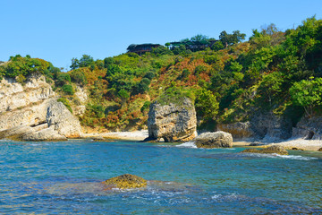 Fototapeta premium The Black Sea coast at Kilimli Bay, near Agva, Sile, in north west Turkey