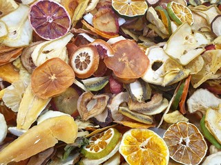 Dried fruits, various colors, delicious to eat.Dry fruits wallpaper and background. Drying is a food preservation that can be stored for a long time.