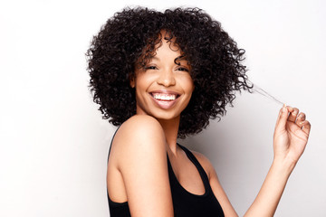 Cheerful African American beauty with natural hairstyle - Powered by Adobe