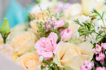 A bouquet of delicate cream-colored roses
