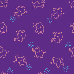 pink elephants seamless repeat pattern design.