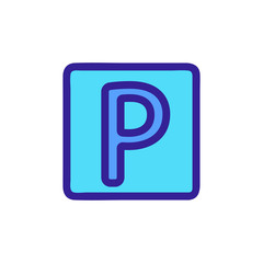 Parking icon vector. A thin line sign. Isolated contour symbol illustration