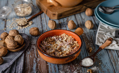 Baked granola with nuts and coconut