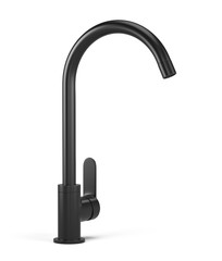 Black kitchen modern mixer tap isolated on white. 3d rendering