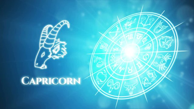 Capricorn zodiac constellation icons signs with galaxy stars background, Astrology symbol horoscope