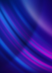 Dark blue abstract background with ultraviolet neon glow, blurry light lines, waves