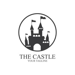 Obraz premium CASTLE LOGO ILLUSTRATION VECTOR ICON TEMPLATE