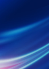 Dark blue abstract background with ultraviolet neon glow, blurry light lines, waves