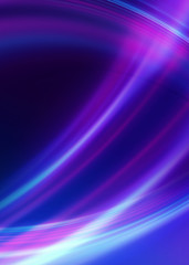 Dark blue abstract background with ultraviolet neon glow, blurry light lines, waves