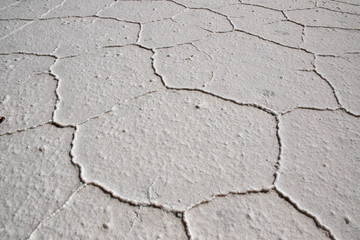 Close up to the salt floor of salar de Uyuni, the largest salt flat in the world