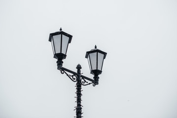 street lamp on blue background