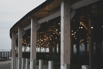 cafe porch veranda with garlands 