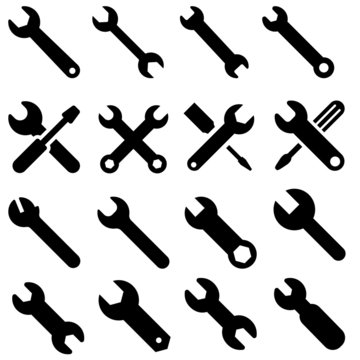 Wrench icn vector set. instrumental illustration sign. repairs symbol.