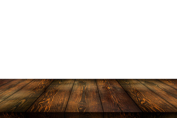 Naklejka na ściany i meble dark wood table isolated on white background