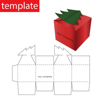 Retail Paper Box With Die Cut Template. Christmas Tree