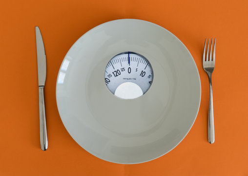 White plate with weight scale.