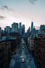 The sunset view over south Manhattan in New York City