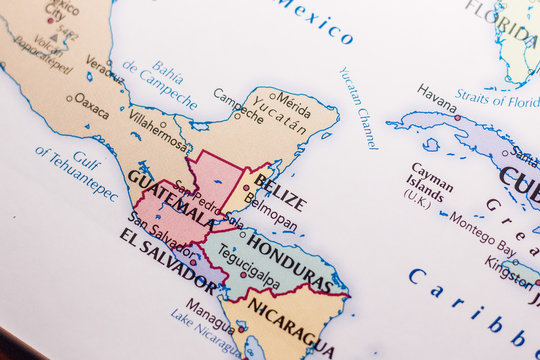 Ivanovsk, Russia - November 24, 2018: Belize on the map of the world.